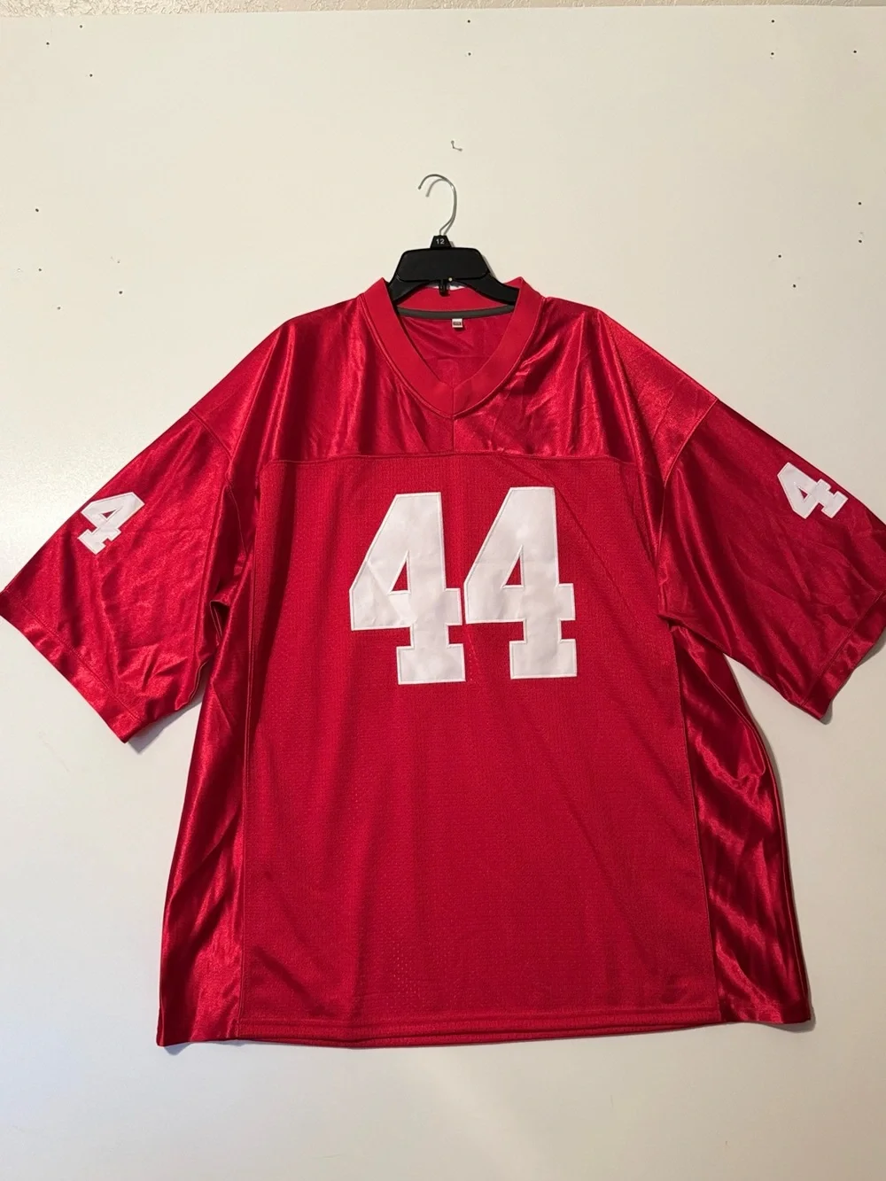 Red Men’s Football Jersey with White Number 44